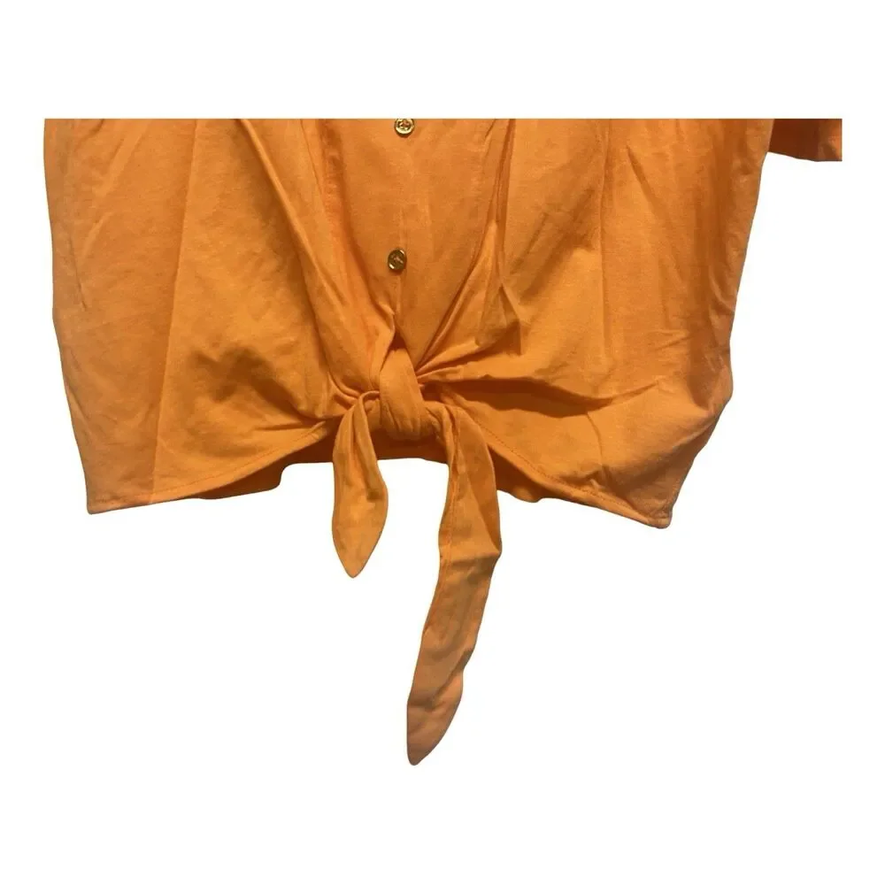 Michael Kors Nectarine Tie-Front Blouse w Button Accents NWT Size Small Women's